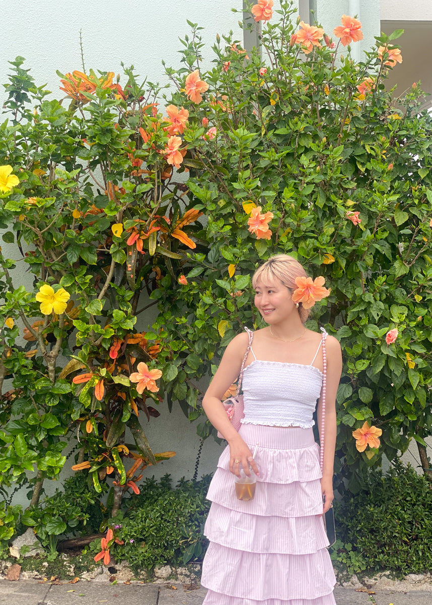 tiered skirt -baby pink-