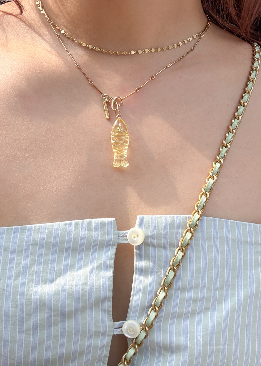 "nonnon" fish pendant -Yellow Quartz-