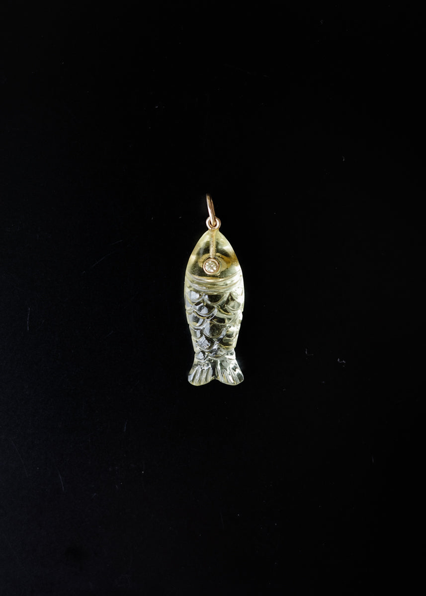"nonnon" fish pendant -Yellow Quartz-
