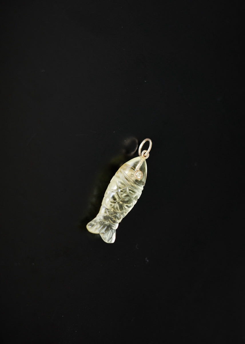 "nonnon" fish pendant -Yellow Quartz-