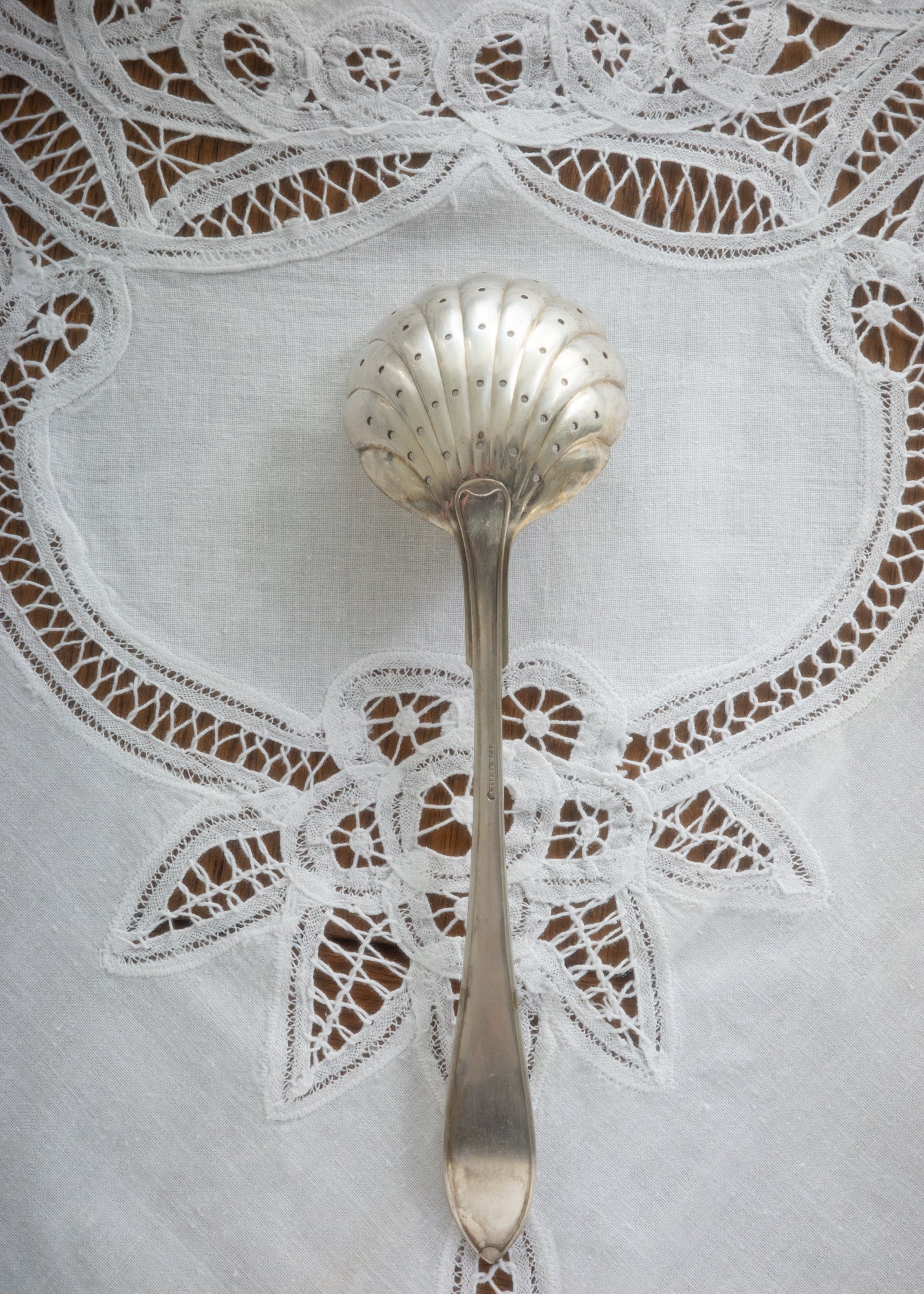 Vintage silver shell spoon