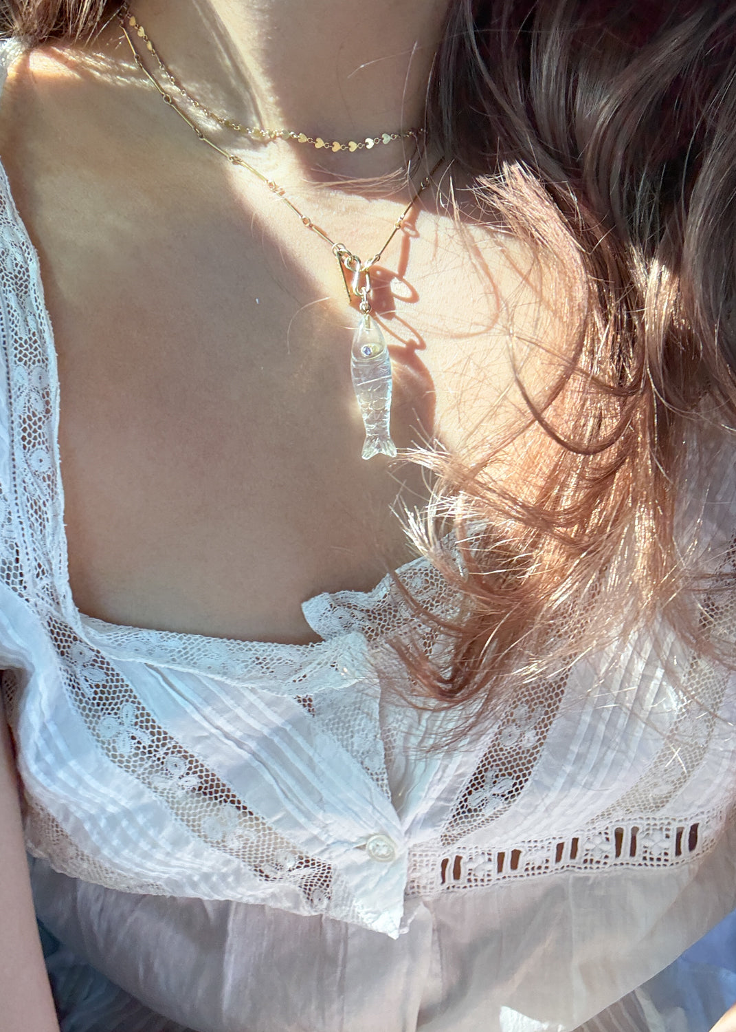 【10月中旬お届け予定】"nonnon" fish pendant -Clear Crystal-