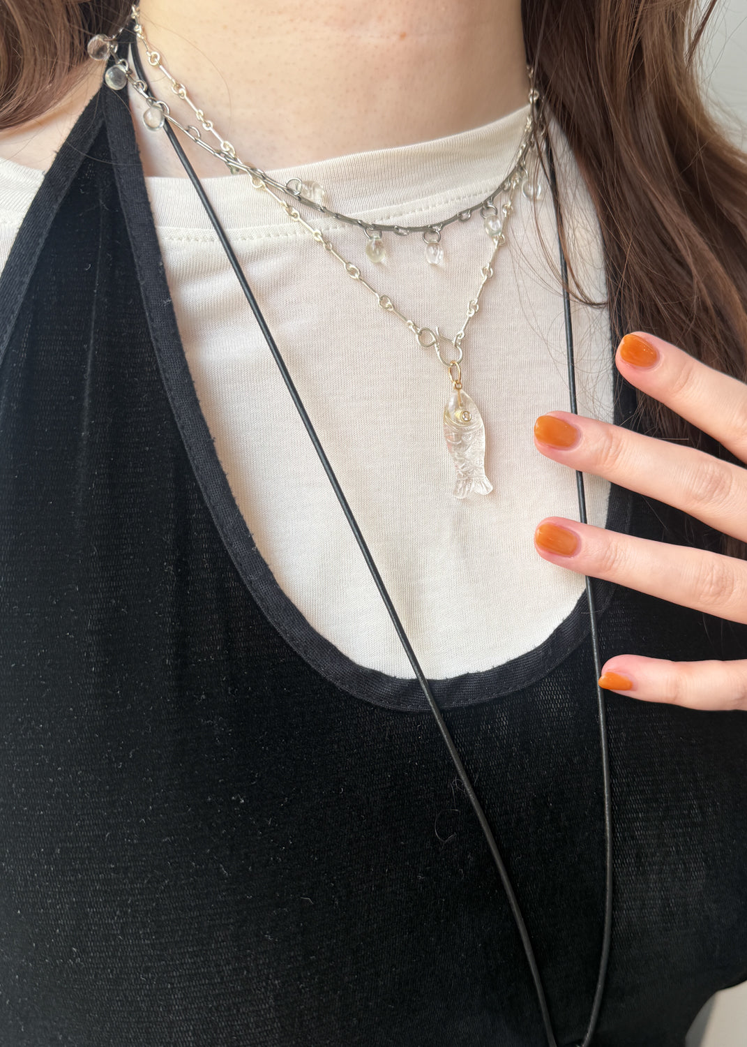 "nonnon" fish pendant -Clear Crystal-