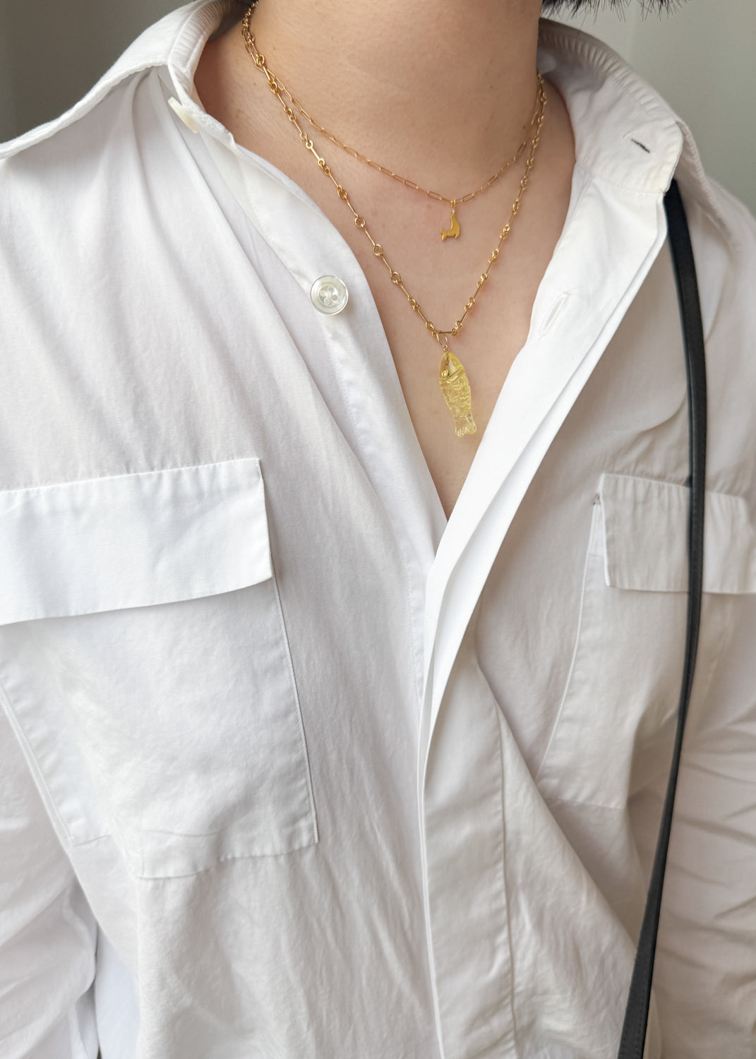 "nonnon" fish pendant -Yellow Quartz-