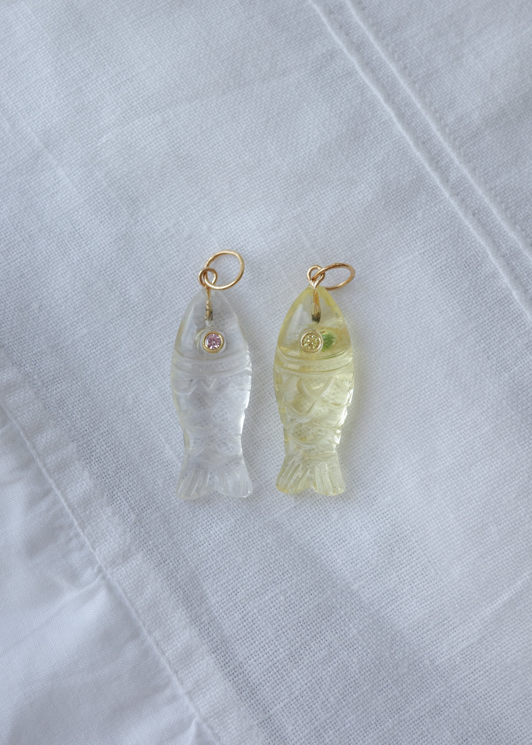 "nonnon" fish pendant -Yellow Quartz-