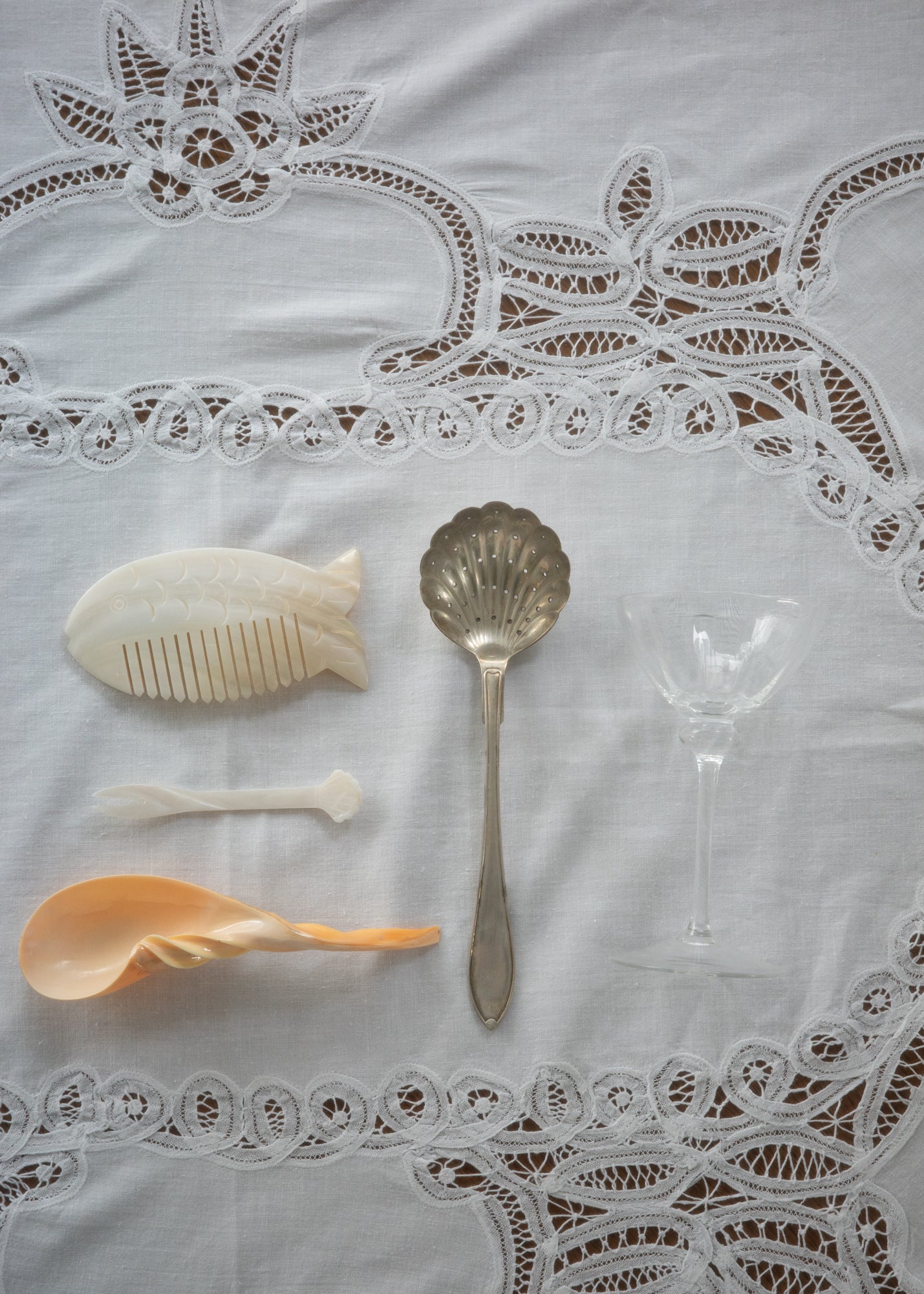 Vintage silver shell spoon